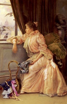 ジュリアス・ルブラン・スチュワート Painting - ルーム・ウィズ・ア・ビューの女性 ジュリアス・ルブラン・スチュワート